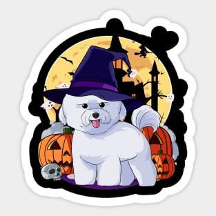 Bichon Frise Witch Happy Halloween Dog Sticker